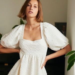 Free People White Textured Mini Dress